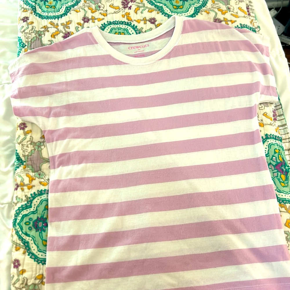 Crew cuts basic tee pink and white striped